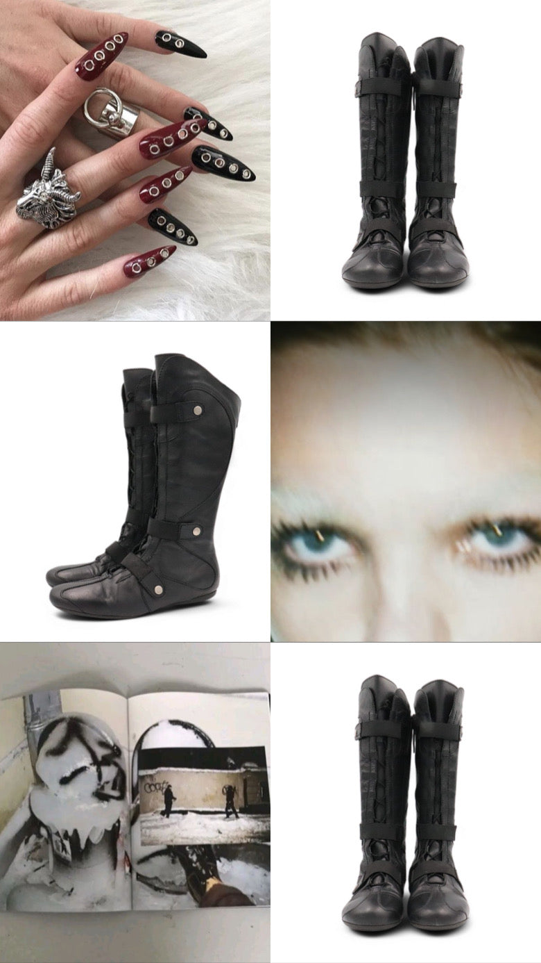 Leather biker / boxing boots