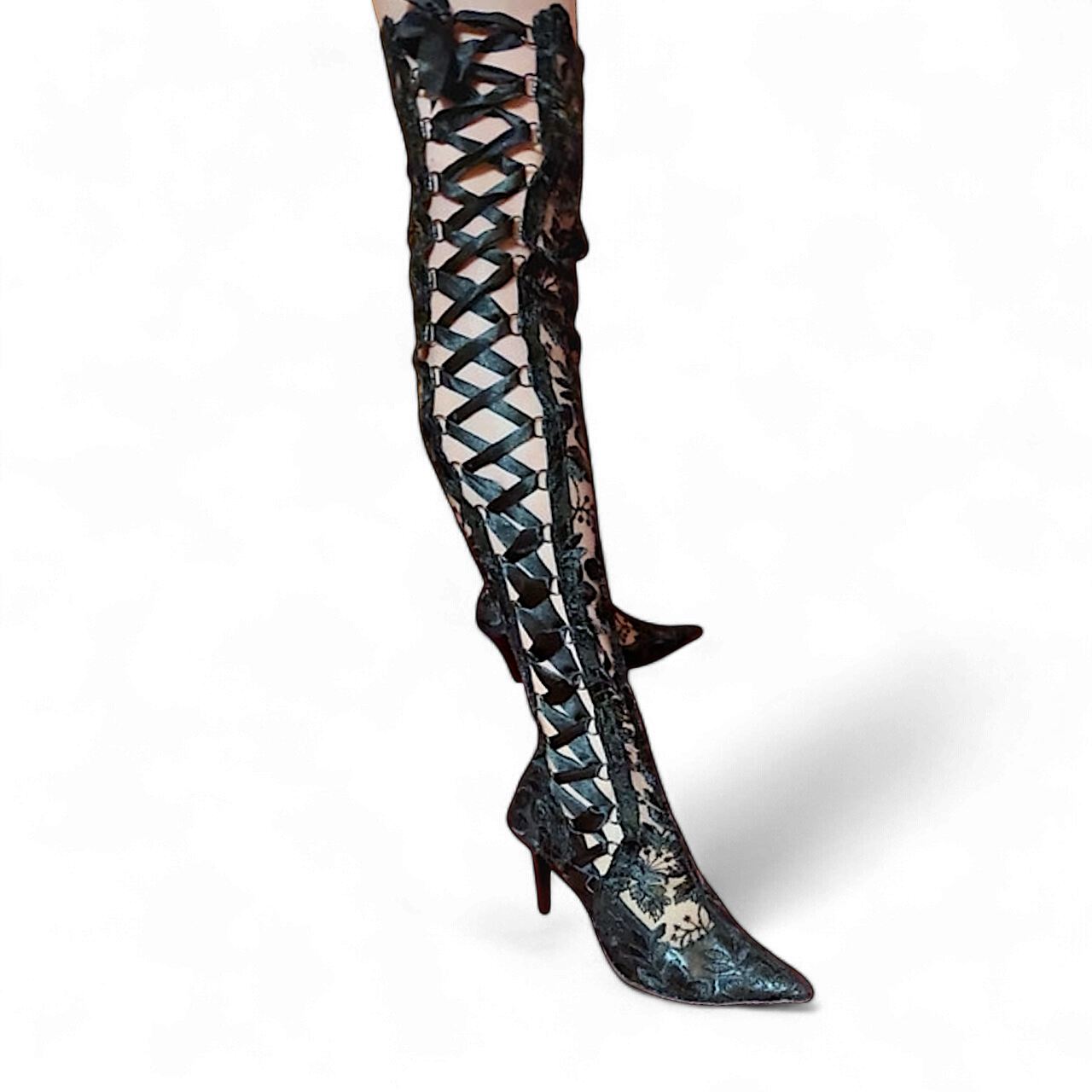 Ribbon laced boots